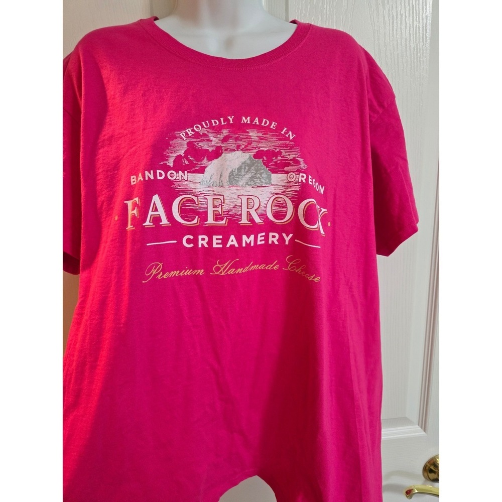 Face Rock Creamery T Shirt Pink 2XL Got Curds Bandon Oregon Cheese /0432